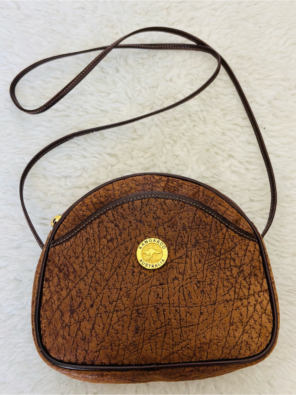 Kangaroo Australia Genuine Brown Leather Small Shoulder Bag 7.5”x7”x2”